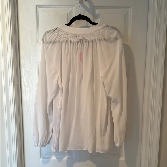 Women’s Lilly Pulitzer White 100% Silk Elsa Blouse Top- Large NWT - Picture 4 of 7